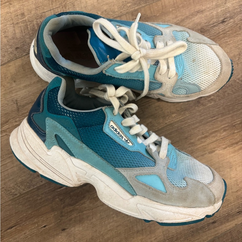 Adidas Turquoise and Cream Athletic Shoes